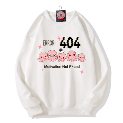 ERROR 404 MOTIVATION NICHT GEFUNDEN Sweatshirt mit Oktopus-Grafik und Rundhalsausschnitt - White - 5XL - image 1