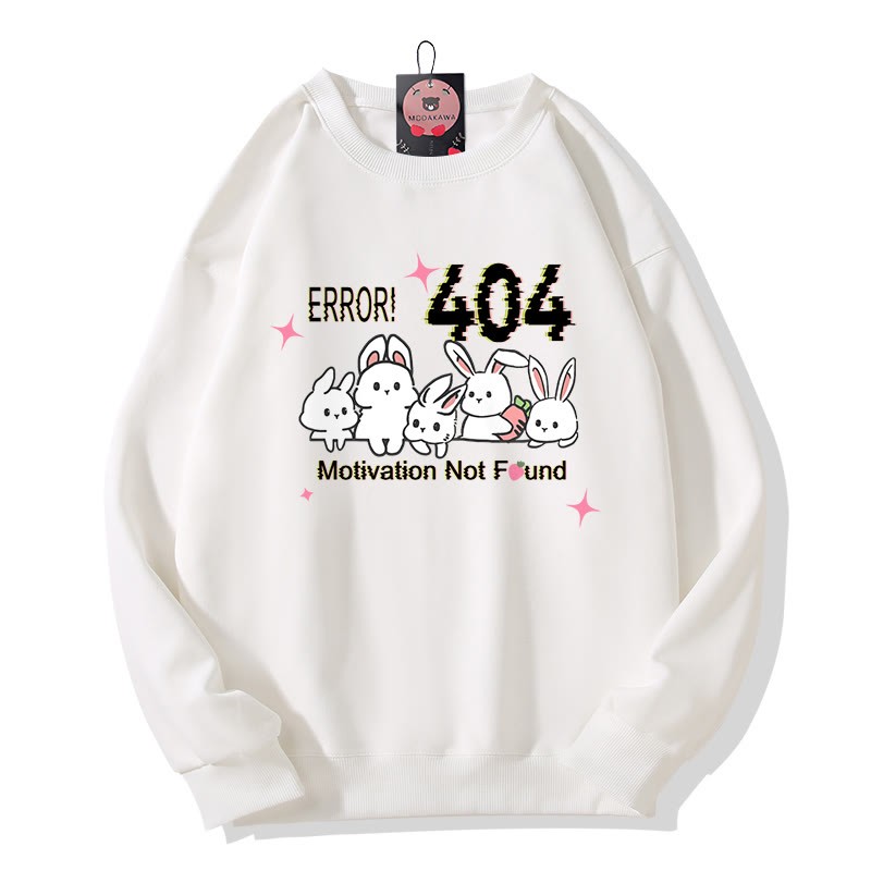 ERROR 404 MOTIVATION NICHT GEFUNDEN Sweatshirt mit Hasenmotiv und Rundhalsausschnitt - White - 5XL - image 4