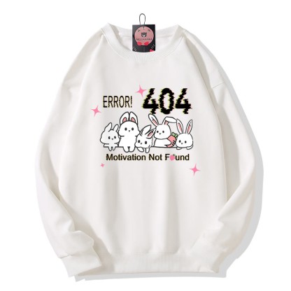 ERROR 404 MOTIVATION NICHT GEFUNDEN Sweatshirt mit Hasenmotiv und Rundhalsausschnitt - White - 5XL - image 4