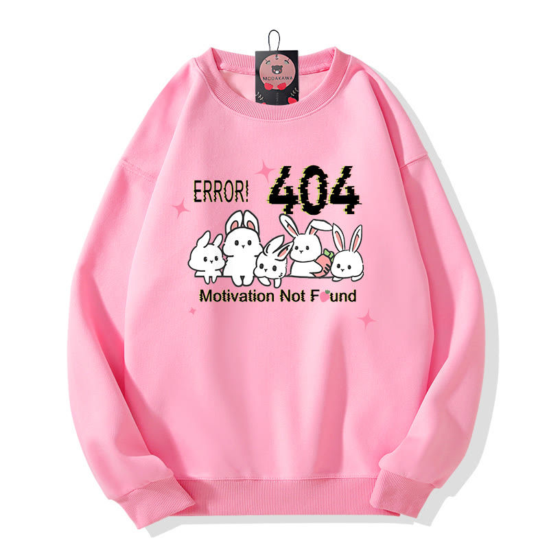 ERROR 404 MOTIVATION NICHT GEFUNDEN Sweatshirt mit Hasenmotiv und Rundhalsausschnitt - Pink - 5XL - image 1