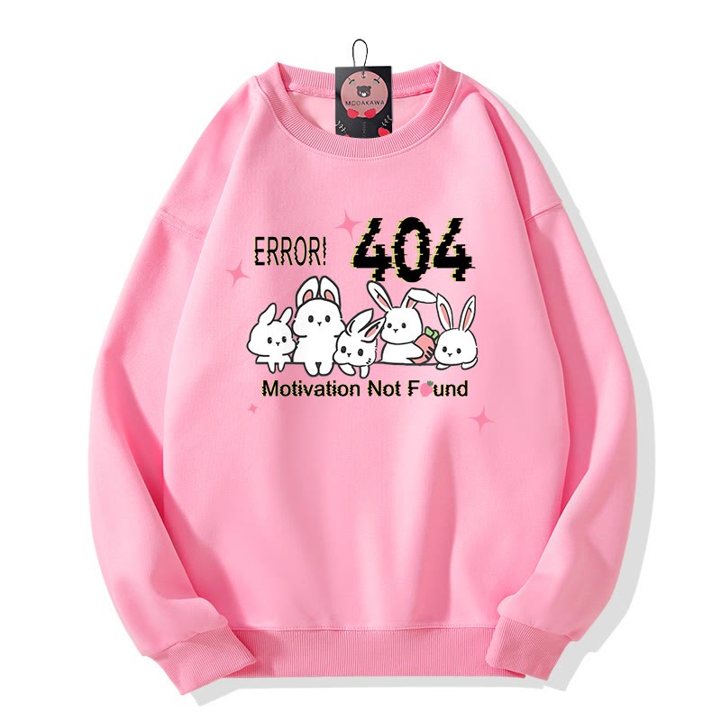 ERROR 404 MOTIVATION NICHT GEFUNDEN Sweatshirt mit Hasenmotiv und Rundhalsausschnitt - Pink - 5XL - image 1