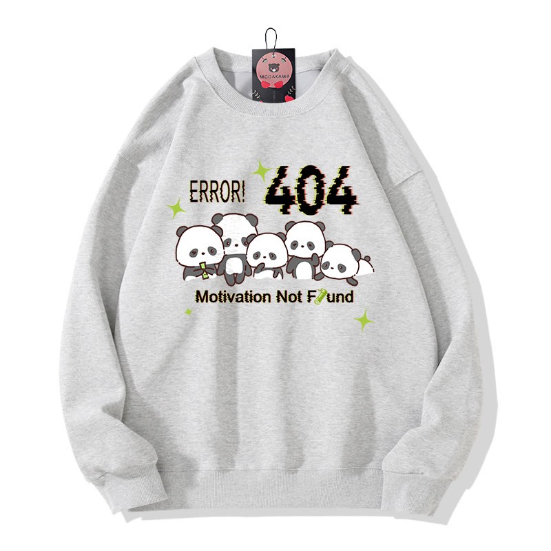 ERROR 404 MOTIVATION NICHT GEFUNDEN Panda-Grafik-Sweatshirt mit Rundhalsausschnitt - Grey - 5XL - image 3