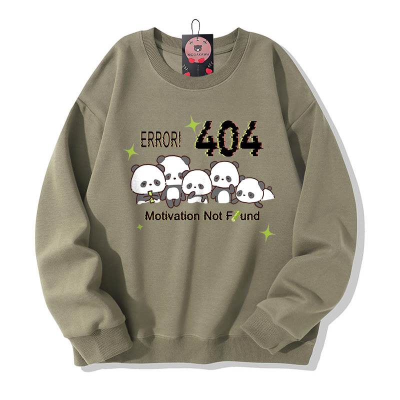 ERROR 404 MOTIVATION NICHT GEFUNDEN Panda-Grafik-Sweatshirt mit Rundhalsausschnitt - Light Khaki - 5XL - image 2