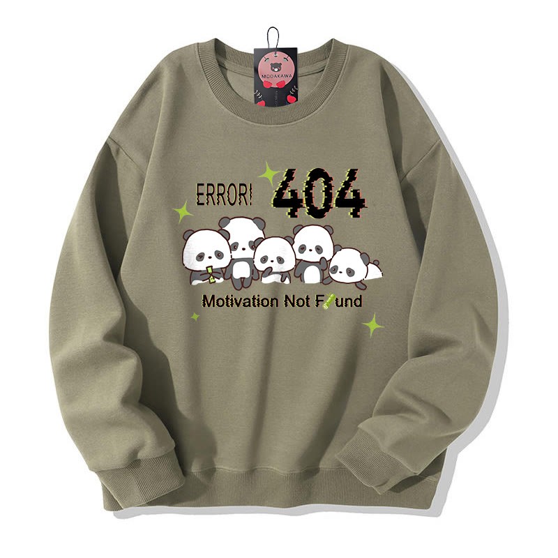 ERROR 404 MOTIVATION NICHT GEFUNDEN Panda-Grafik-Sweatshirt mit Rundhalsausschnitt - Light Khaki - 5XL - image 2