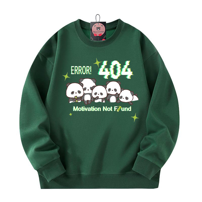 ERROR 404 MOTIVATION NICHT GEFUNDEN Panda-Grafik-Sweatshirt mit Rundhalsausschnitt - Green - 5XL - image 1