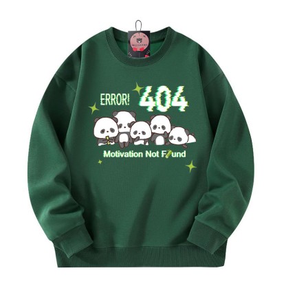 ERROR 404 MOTIVATION NICHT GEFUNDEN Panda-Grafik-Sweatshirt mit Rundhalsausschnitt - Green - 5XL - image 1
