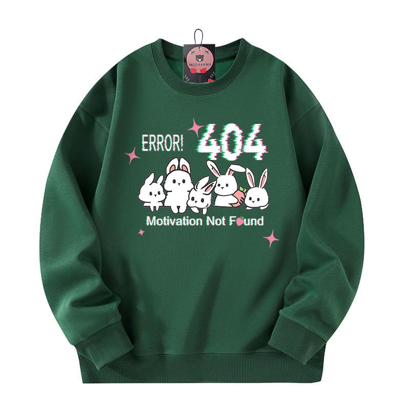 ERROR 404 MOTIVATION NICHT GEFUNDEN Sweatshirt mit Hasenmotiv und Rundhalsausschnitt - Green - 5XL - image 3