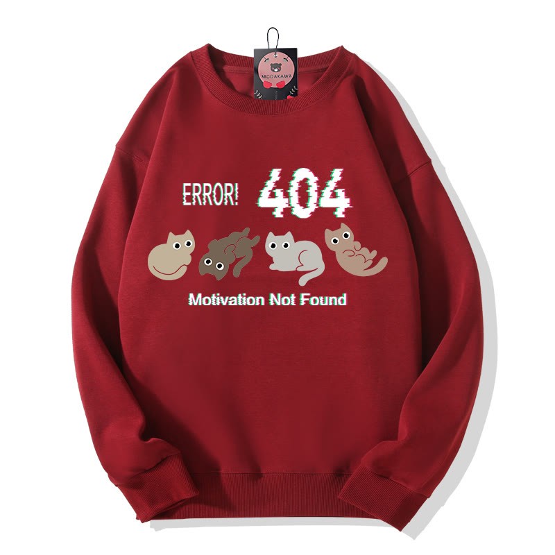 ERROR 404 MOTIVATION NICHT GEFUNDEN Katzenmotiv Rundhals-Sweatshirt - Wine Red - 5XL - image 3