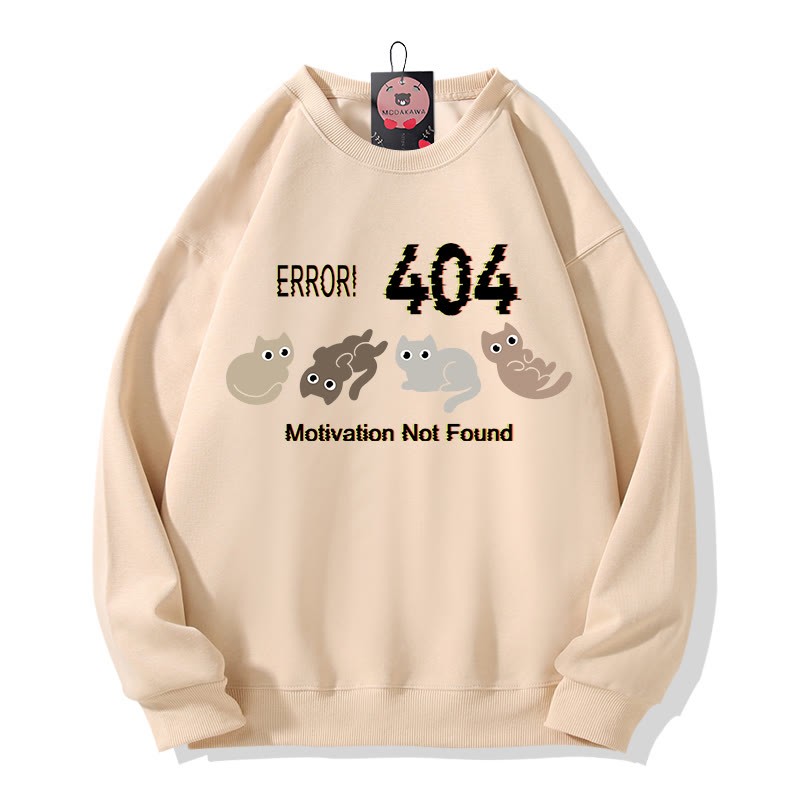ERROR 404 MOTIVATION NICHT GEFUNDEN Katzenmotiv Rundhals-Sweatshirt - Apricot - 5XL - image 2