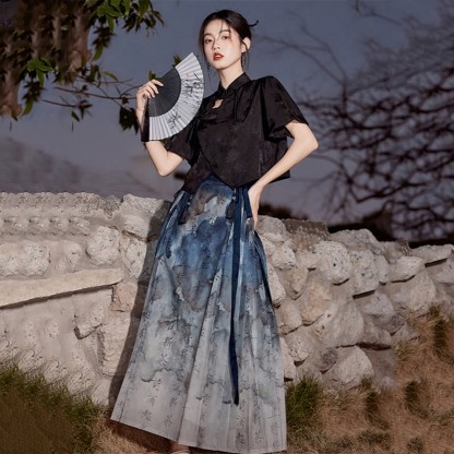 Vintage Schnalle Quaste Shirt Buchstabendruck Pferdegesicht Rock - image 1