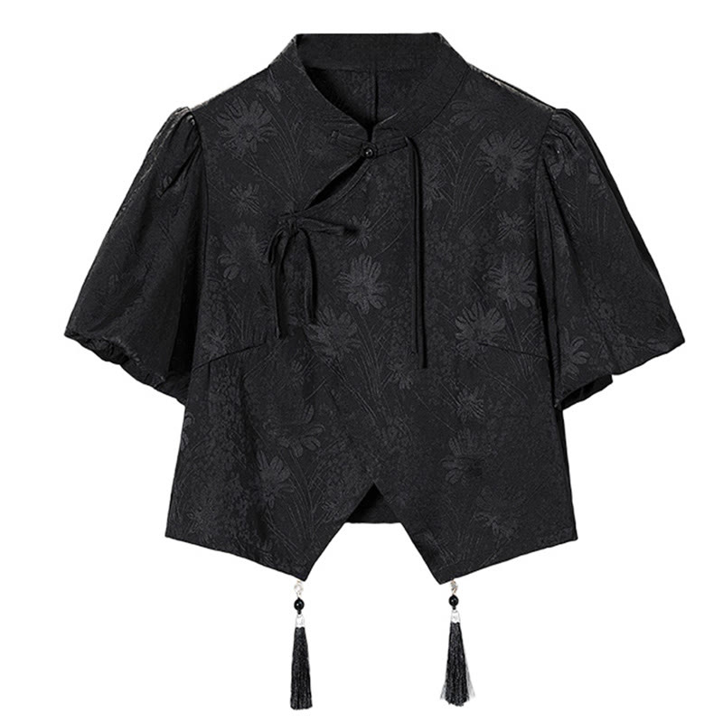 Vintage Schnalle Quaste Shirt Buchstabendruck Pferdegesicht Rock - Schwarzes Hemd - L - image 2