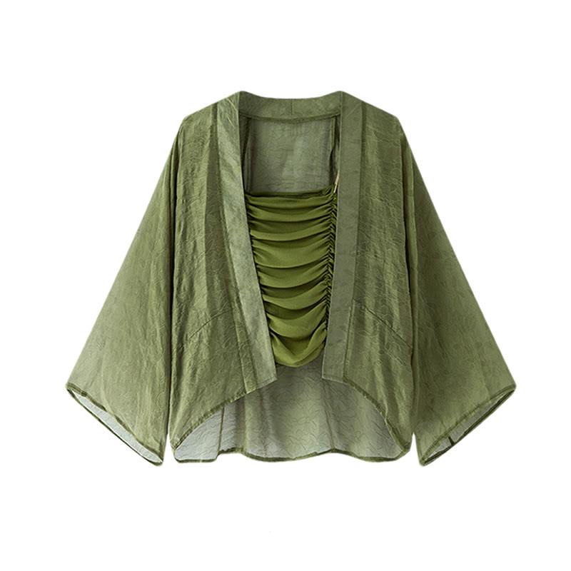 Vintage Cardigan Gerafftes Tube Top Pferdegesichtsrock - Strickjacke + Tube-Top - XL - image 2