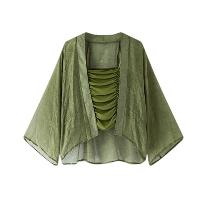 Vintage Cardigan Gerafftes Tube Top Pferdegesichtsrock - Strickjacke + Tube-Top - XL - image 2