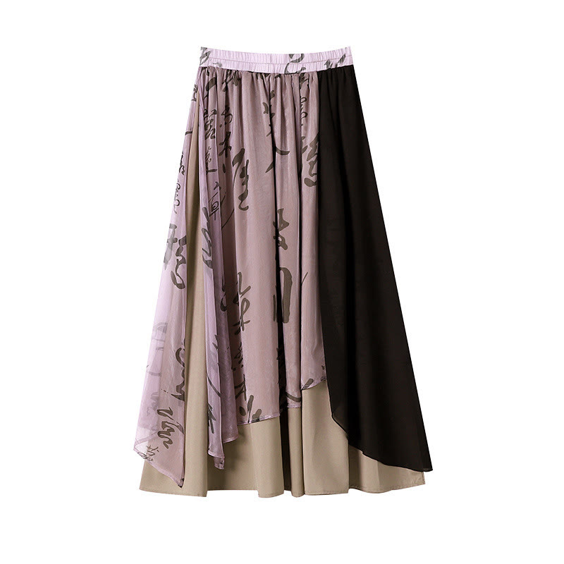 Vintage Schnalle Aushöhlen Top Buchstaben Print Hosenrock - Hosenrock - 4XL - image 3