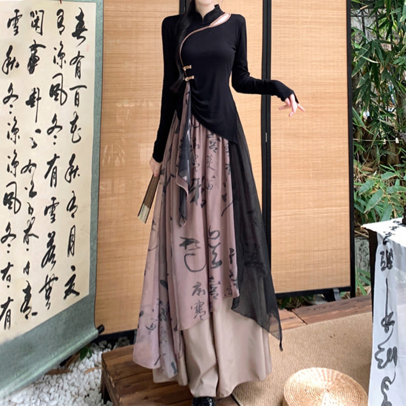 Vintage Schnalle Aushöhlen Top Buchstaben Print Hosenrock - image 5