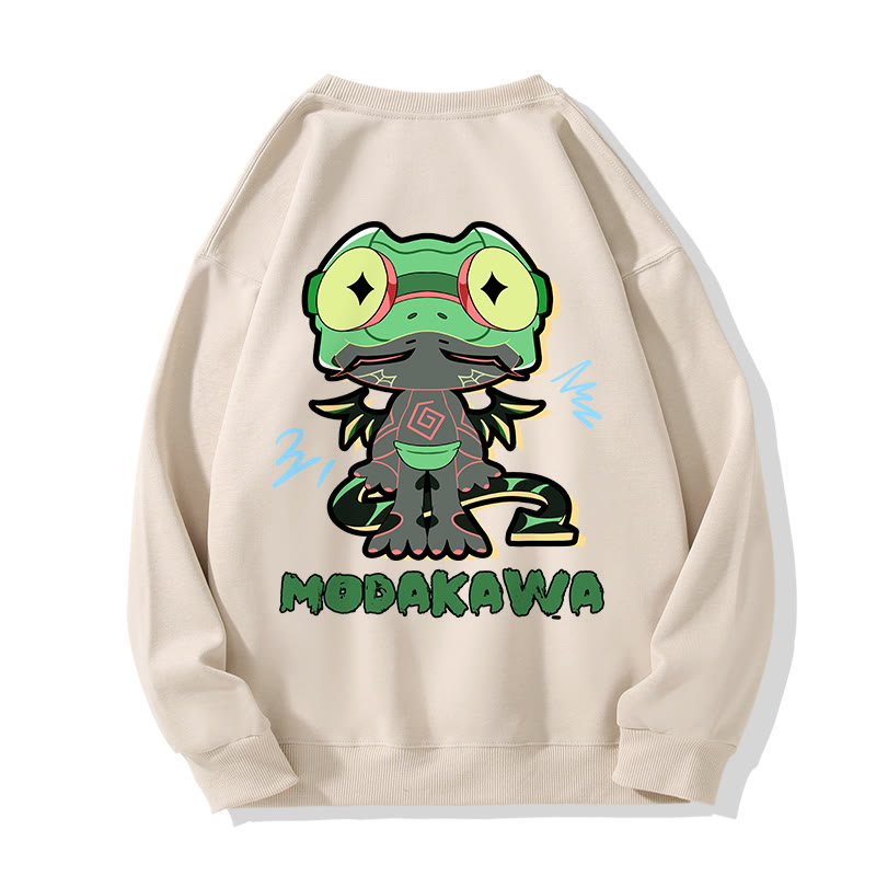 MODAKAWA Lustiges Frosch-Motiv, dunkle Ästhetik, Unisex-Streetwear-Sweatshirt - Light Beige - 5XL - image 2