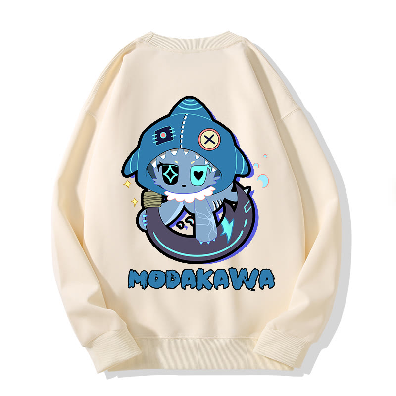 MODAKAWA Verspieltes Hai-Motiv, dunkle Ästhetik, Unisex-Streetwear-Sweatshirt - Beige - 5XL - image 2
