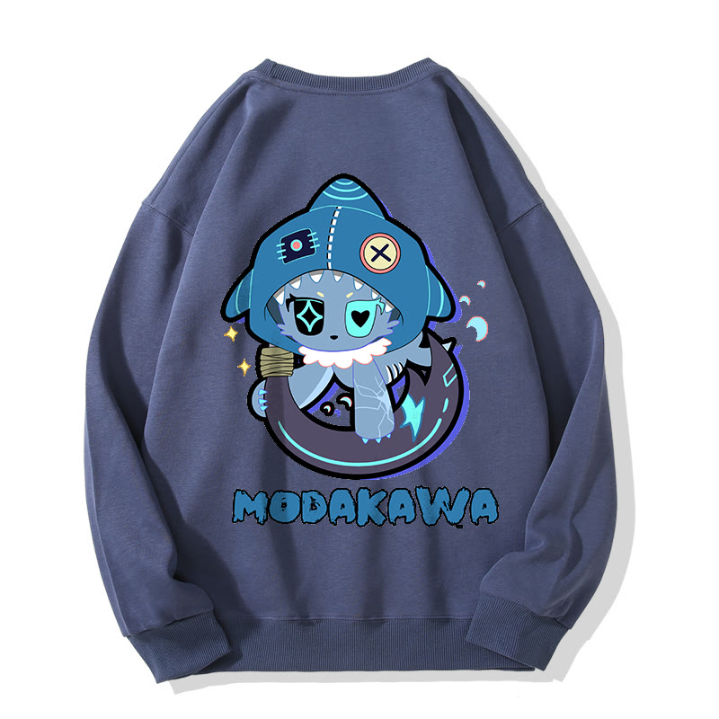 MODAKAWA Verspieltes Hai-Motiv, dunkle Ästhetik, Unisex-Streetwear-Sweatshirt - Lavender Blue - 5XL - image 3