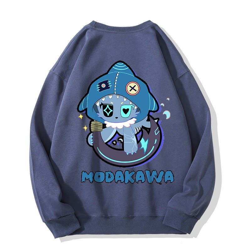 MODAKAWA Verspieltes Hai-Motiv, dunkle Ästhetik, Unisex-Streetwear-Sweatshirt - Lavender Blue - 5XL - image 3
