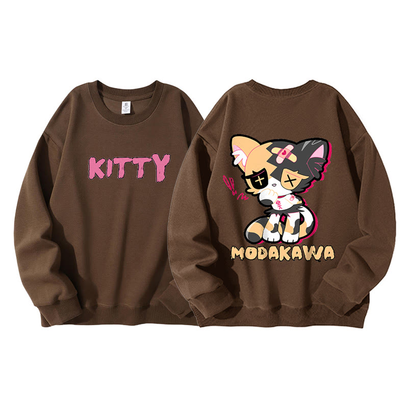 Sad Kitty Grafik Dunkle Ästhetik Unisex Streetwear Sweatshirt - image 1