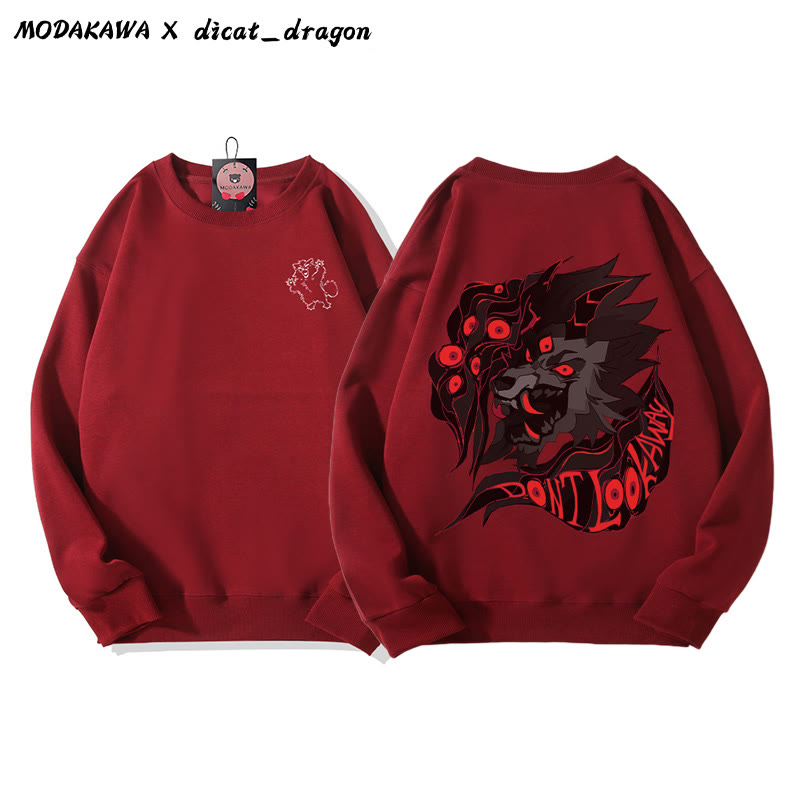 NICHT WEGSCHAUEN! Mehräugiger, brüllender Löwe – Grafik im dunklen Stil – Unisex-Streetwear-Sweatshirt - image 1