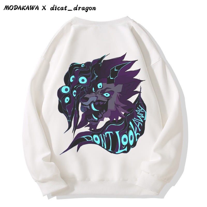 NICHT WEGSCHAUEN! Mehräugiger, brüllender Löwe – Grafik im dunklen Stil – Unisex-Streetwear-Sweatshirt - White - 5XL - image 4