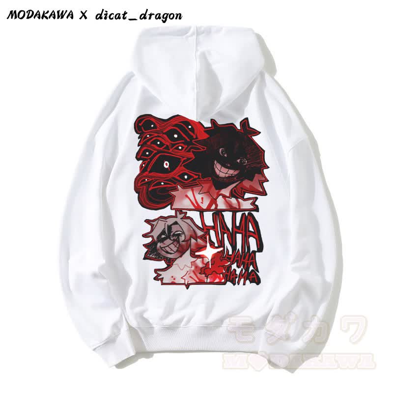 HAHA – Kapuzenpullover mit grinsendem Charakter-Grafik - Weiß - 5XL - image 2