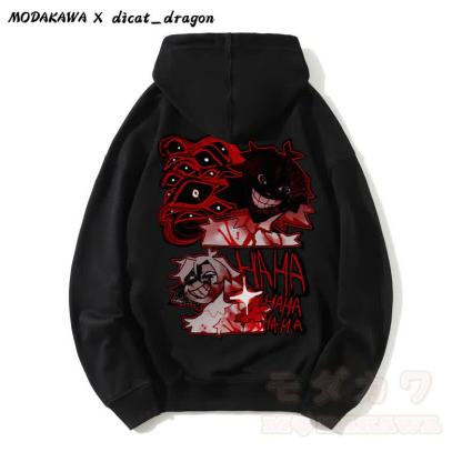 HAHA – Kapuzenpullover mit grinsendem Charakter-Grafik - Schwarz - 5XL - image 1