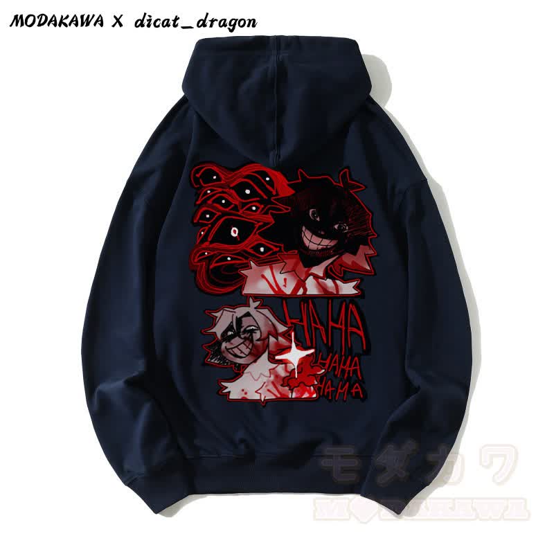 HAHA – Kapuzenpullover mit grinsendem Charakter-Grafik - Purpurblau - 5XL - image 4