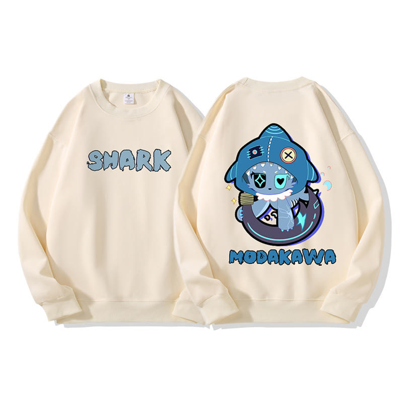 MODAKAWA Verspieltes Hai-Motiv, dunkle Ästhetik, Unisex-Streetwear-Sweatshirt - image 1