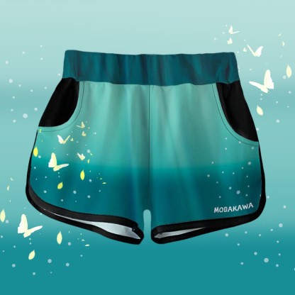Modakawa Shorts mit Farbverlauf und Schmetterlingsprint - Green - 5XL - image 1