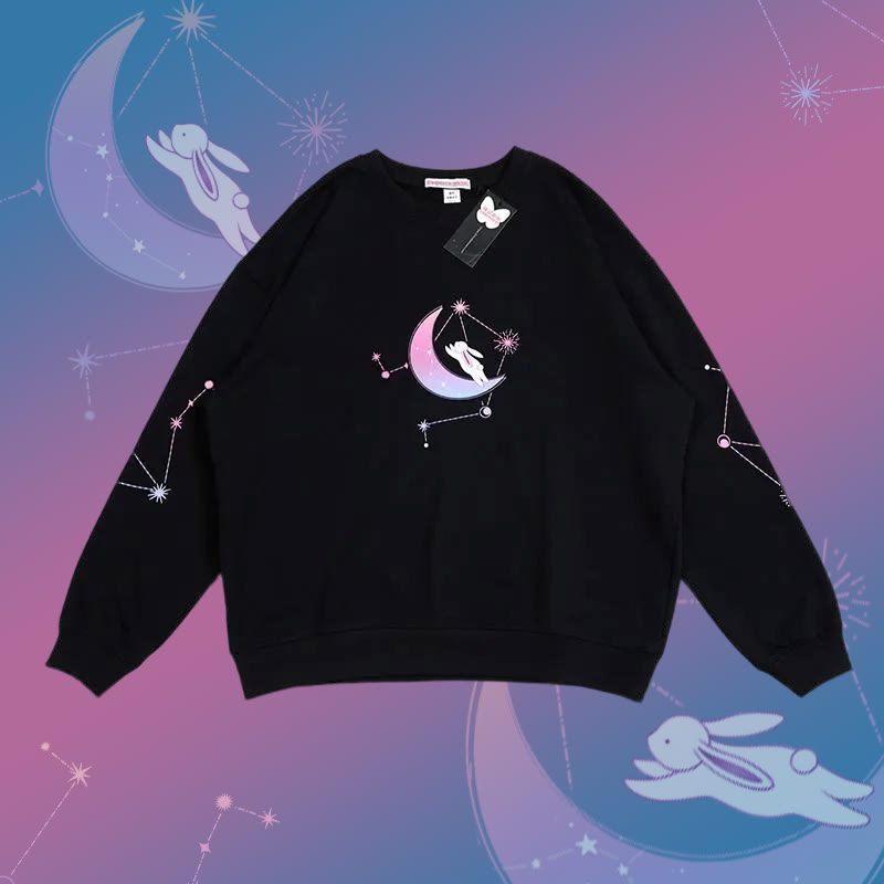 Modakawa Sweatshirt mit Rundhalsausschnitt und Sonnen- und Schmetterlings-Print - image 1