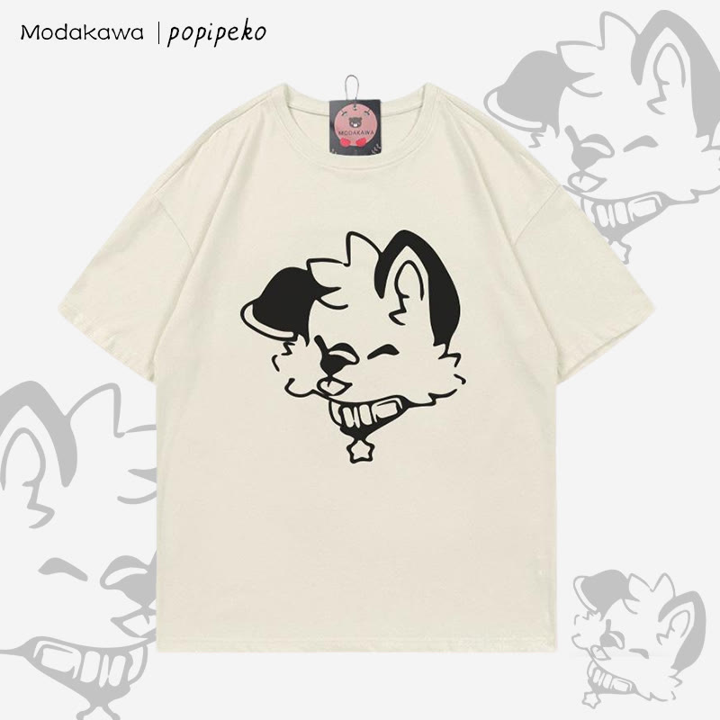 MODAKAWA X popipeko Welpenprint T-Shirt - Beige - 5XL - image 1