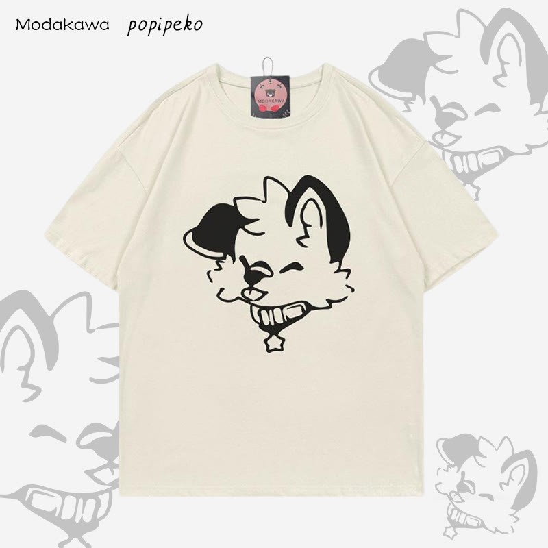 MODAKAWA X popipeko Welpenprint T-Shirt - Beige - 5XL - image 1