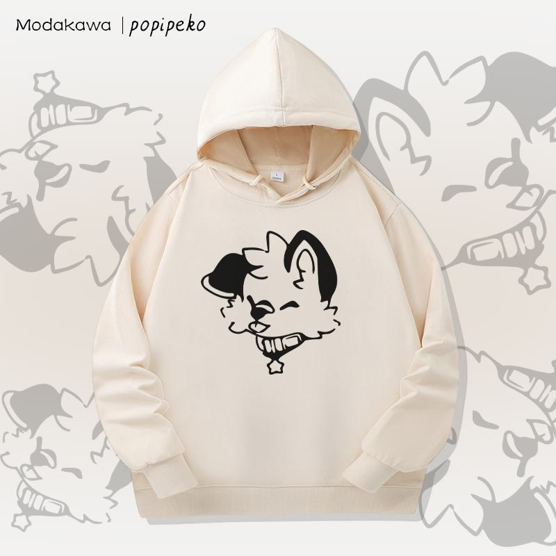 MODAKAWA X popipeko Baumwoll-Hoodie mit Welpenprint und Seitentaschen - Apricot - 4XL - image 1