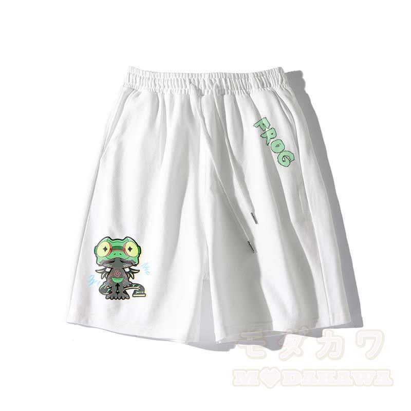 Lustige Shorts mit Frosch-Grafik und dunkler Ästhetik - Weiß - 5XL - image 2