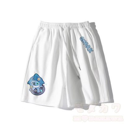 Verspielte Shorts mit Hai-Grafik und dunkler Ästhetik - Weiß - 5XL - image 1