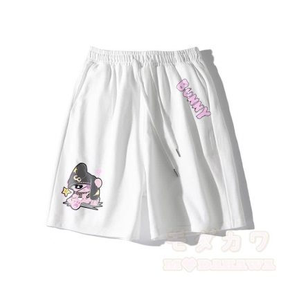 Unhappy Bunny Grafik Dunkle Ästhetische Shorts - Weiß - 5XL - image 2