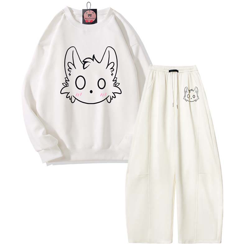 MODAKAWA Little Monster Grafik-Sweatshirt, weite Hose, zweiteiliges Set - White - 5XL - image 2