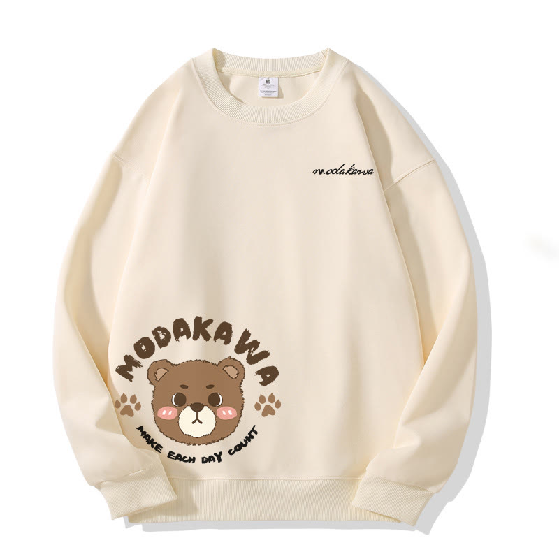 MODAKAWA Unisex Streetwear Sweatshirt mit niedlichem Bärenmotiv - Beige - 5XL - image 1