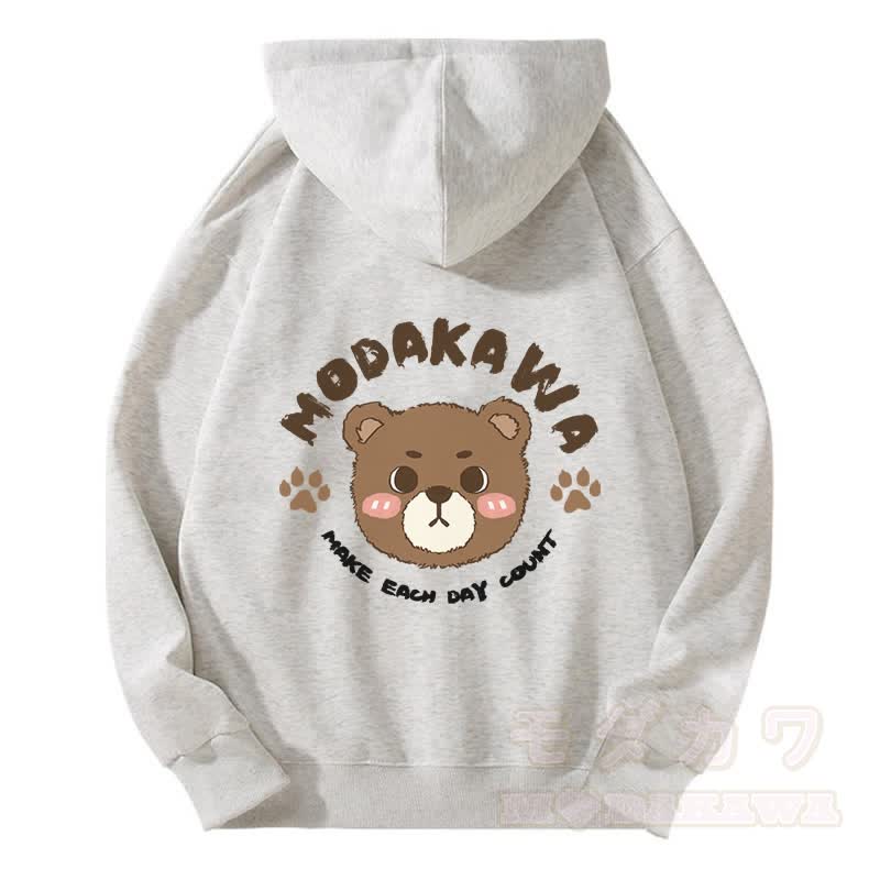 MODAKAWA – Kapuzenpullover mit Reißverschluss und süßem Bären-Motiv - Grau - 5XL - image 2