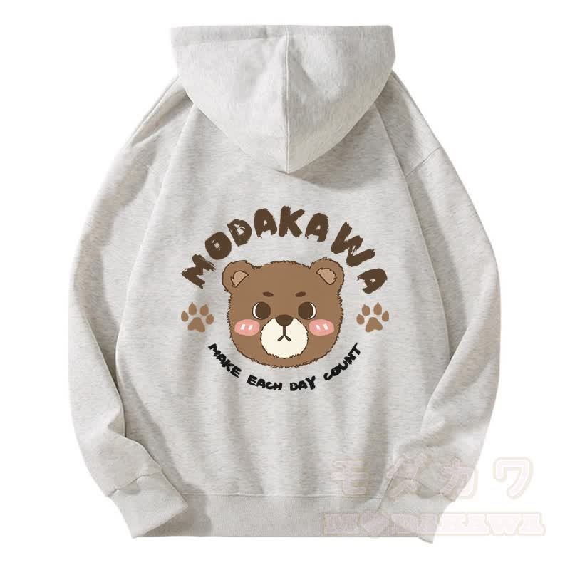 MODAKAWA – Kapuzenpullover mit Reißverschluss und süßem Bären-Motiv - Grau - 5XL - image 2