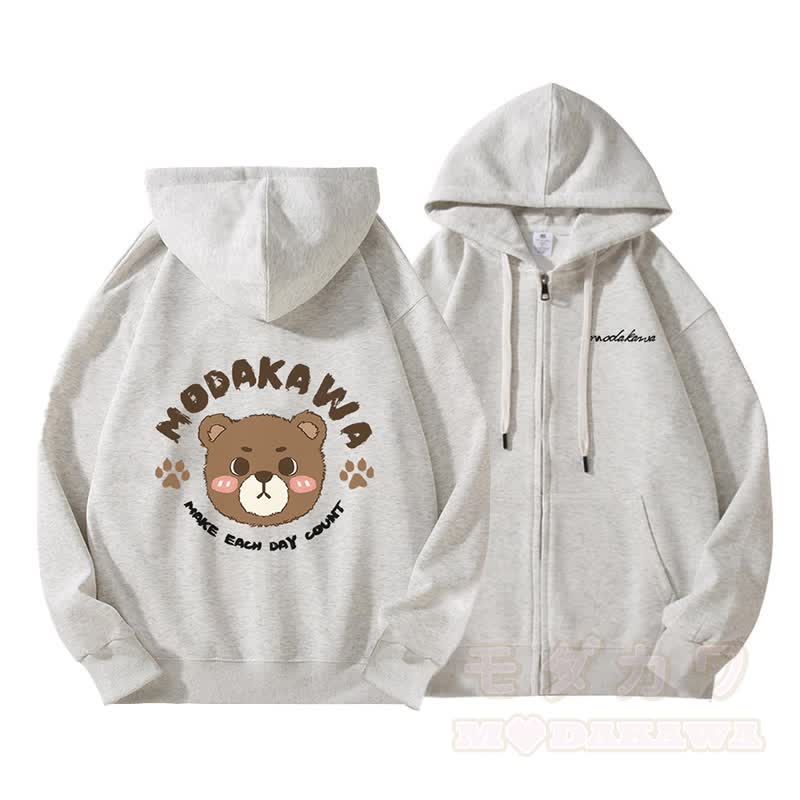 MODAKAWA – Kapuzenpullover mit Reißverschluss und süßem Bären-Motiv - image 1
