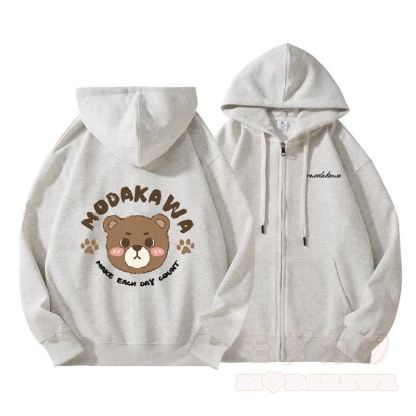 MODAKAWA – Kapuzenpullover mit Reißverschluss und süßem Bären-Motiv - image 1