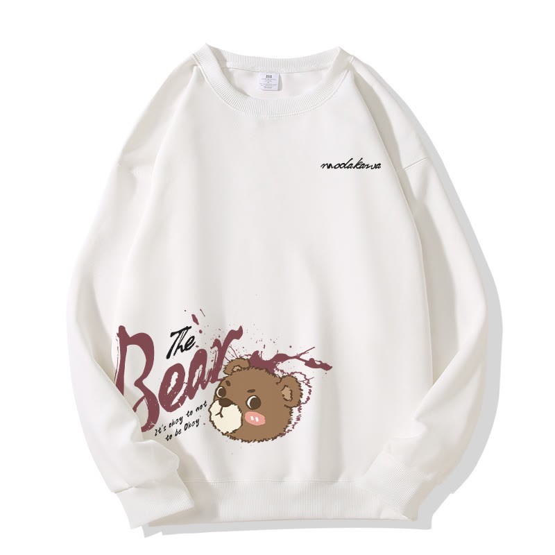 MODAKAWA IT'S OKAY TO NOT BE OKAY Bären-Grafik Unisex-Sweatshirt - White - 5XL - image 1