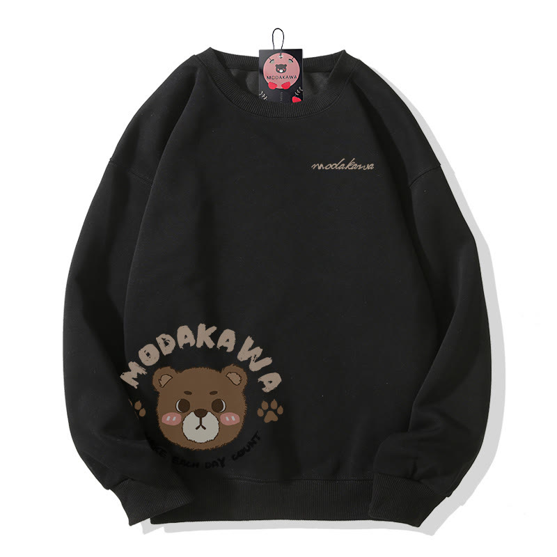 MODAKAWA Unisex Streetwear Sweatshirt mit niedlichem Bärenmotiv - Black - 5XL - image 4