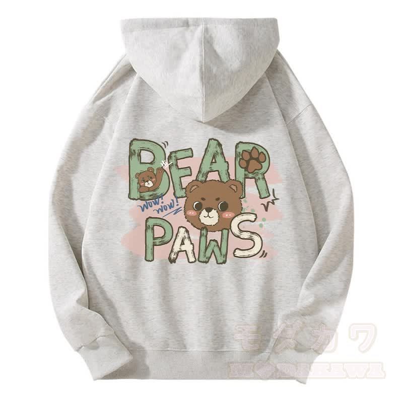 BEAR PAWS Kapuzenpullover mit süßem Bären-Motiv und Fleecefutter, Reißverschluss - Grau - 5XL - image 3