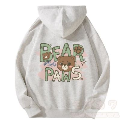 BEAR PAWS Kapuzenpullover mit süßem Bären-Motiv und Fleecefutter, Reißverschluss - Grau - 5XL - image 3