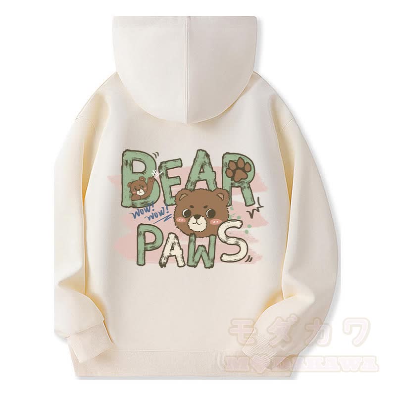 BEAR PAWS Kapuzenpullover mit süßem Bären-Motiv und Fleecefutter, Reißverschluss - Beige - 5XL - image 2
