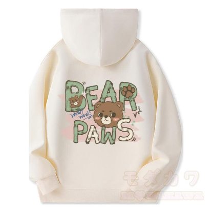 BEAR PAWS Kapuzenpullover mit süßem Bären-Motiv und Fleecefutter, Reißverschluss - Beige - 5XL - image 2